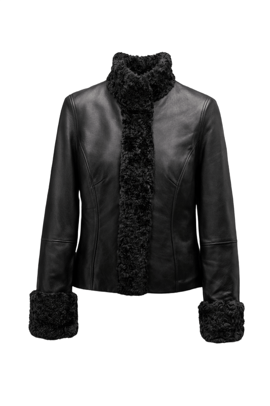 1990s Black Leather Jacket - Front View