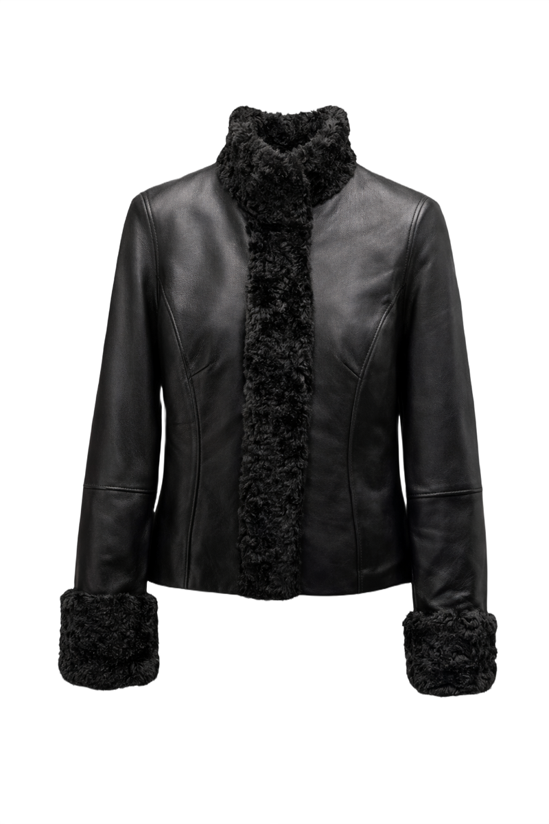 1990s Black Leather Jacket - Front View