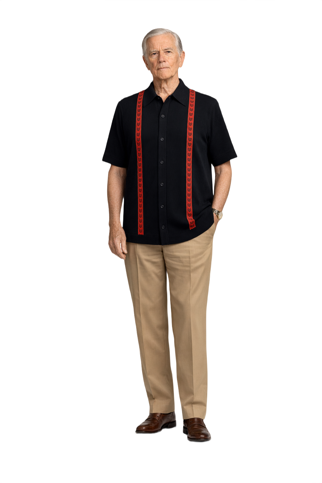1960s Black Cotton Blend Shirt - Model