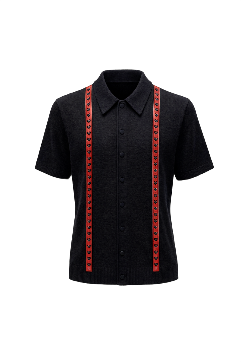 1960s Black Cotton Blend Shirt - Front View