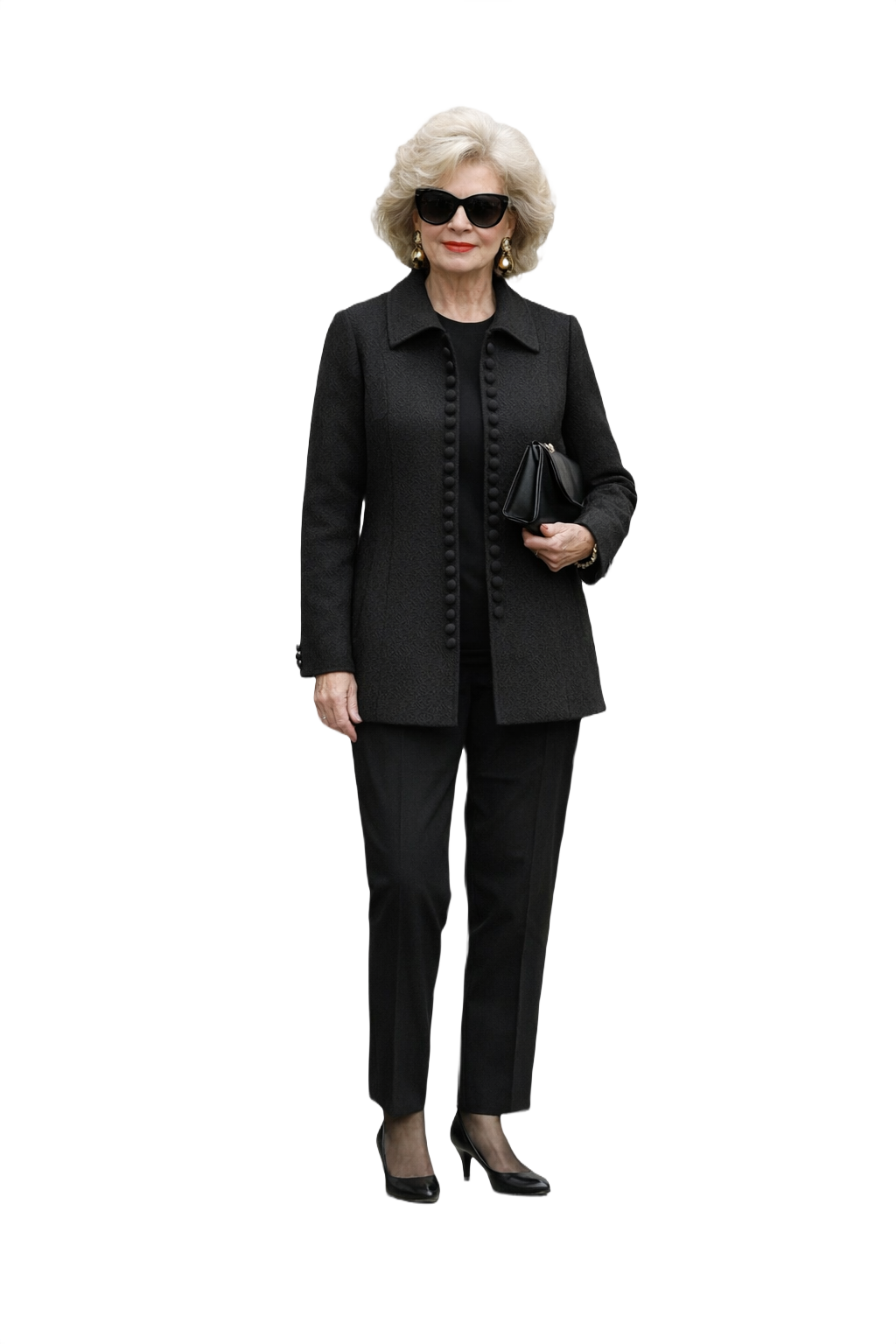 1980s Black Wool Coat - Model