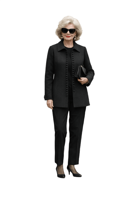 1980s Black Wool Coat - Model