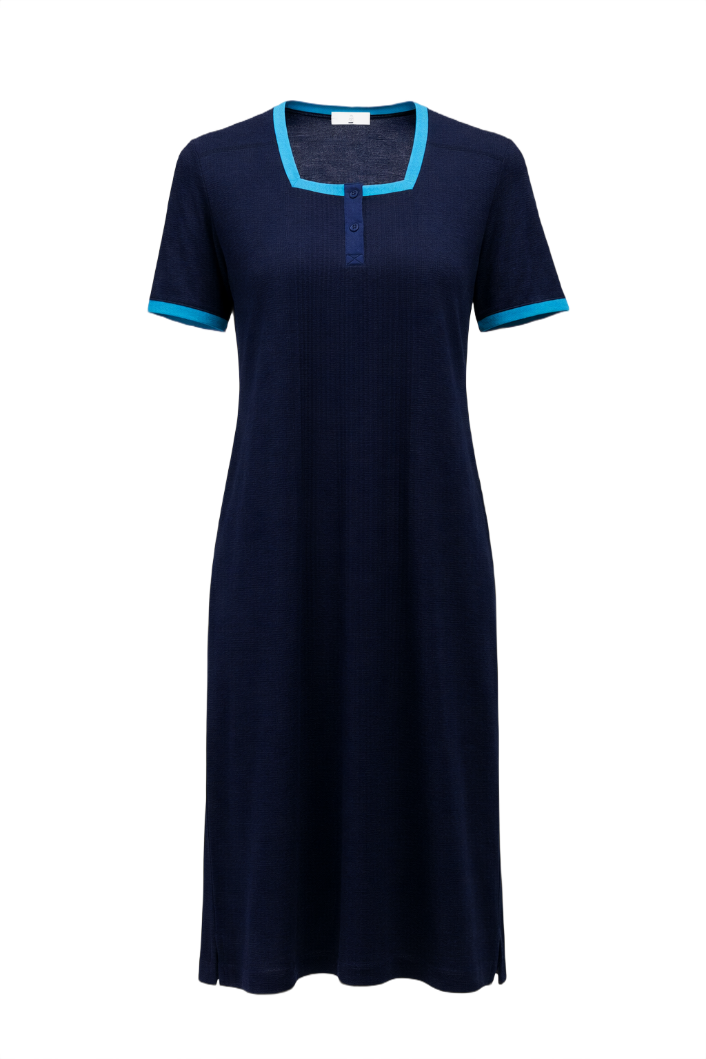 1970s Dark Blue Knit Dress - Front View