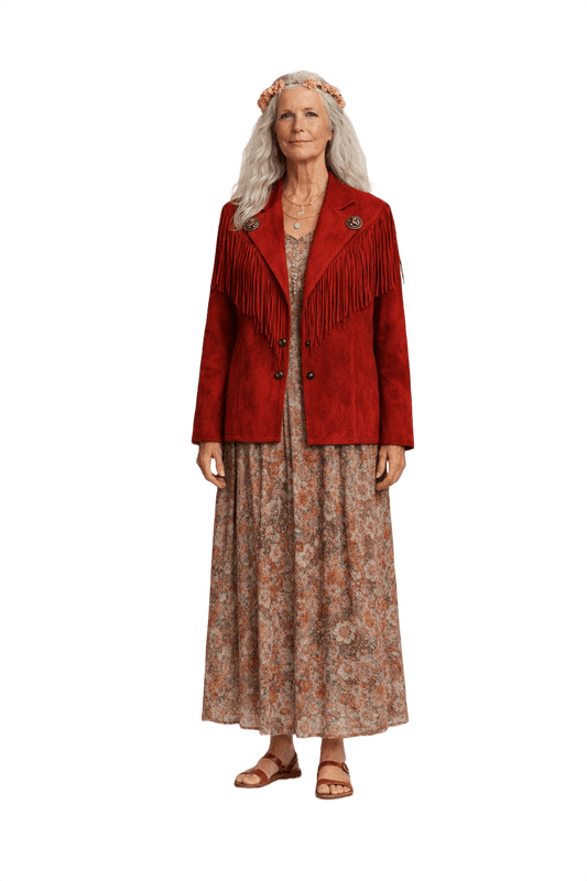 1970s Red Suede Jacket - Model