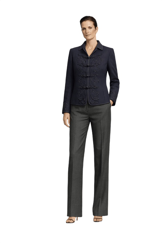 1990s Navy Blue Wool Blend Jacket - Model