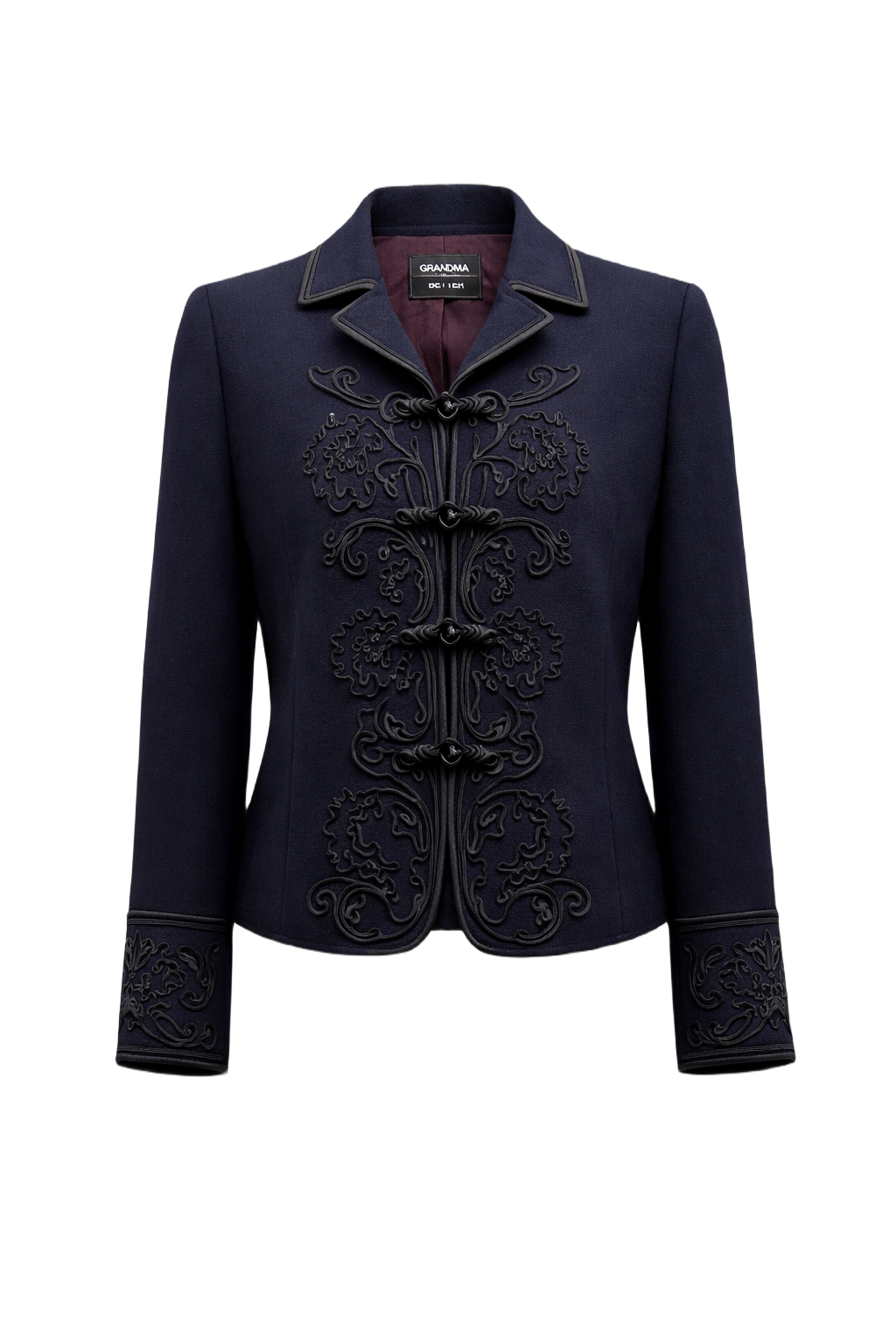 1990s Navy Blue Wool Blend Jacket - Front View