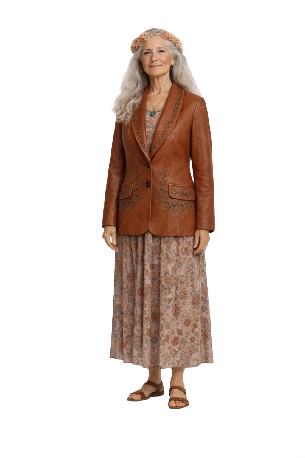 1970s Rust Brown Synthetic Leather Jacket - Model