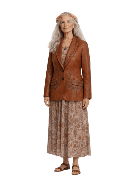 1970s Rust Brown Synthetic Leather Jacket - Model