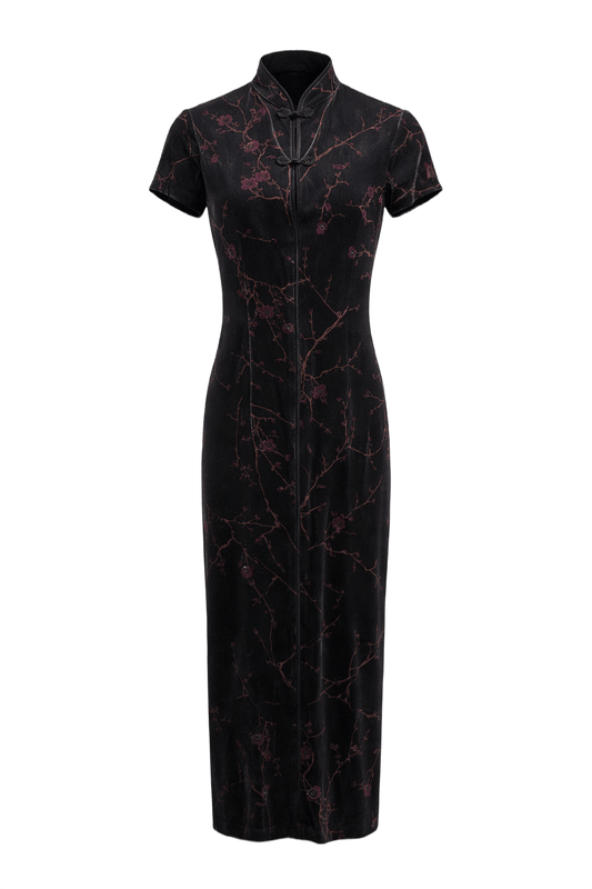 1970s Black Synthetic Blend Maxi Dress - Front View