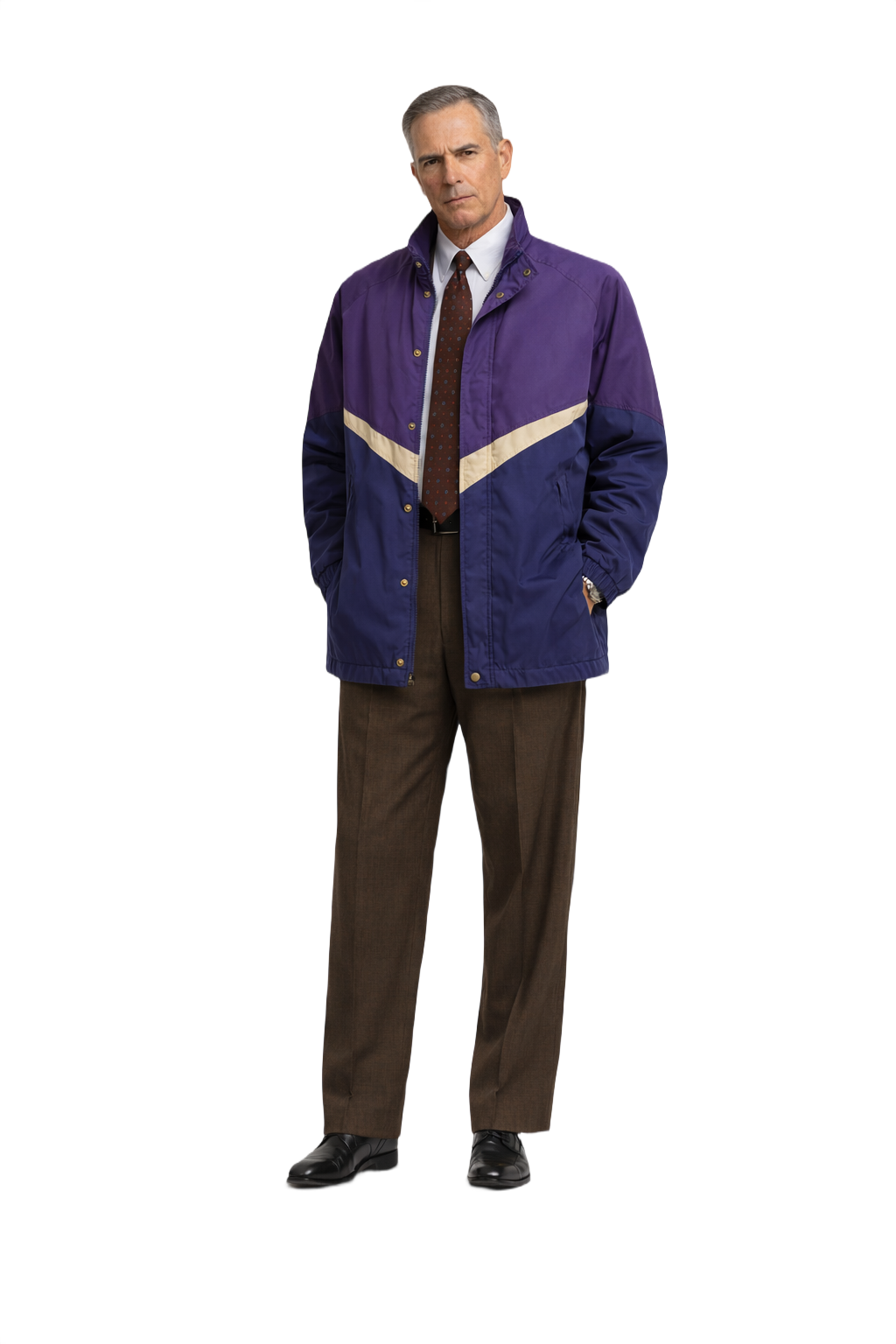 1990s Dark Purple Synthetic Blend Jacket - Model