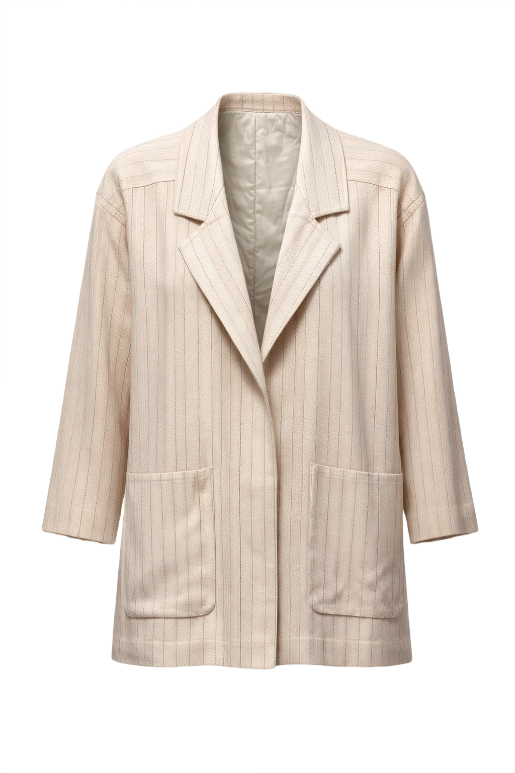 1980s Cream Wool Blend Jacket - Front View
