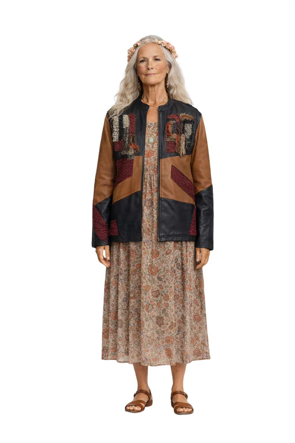 1970s Tan Leather Jacket - Model