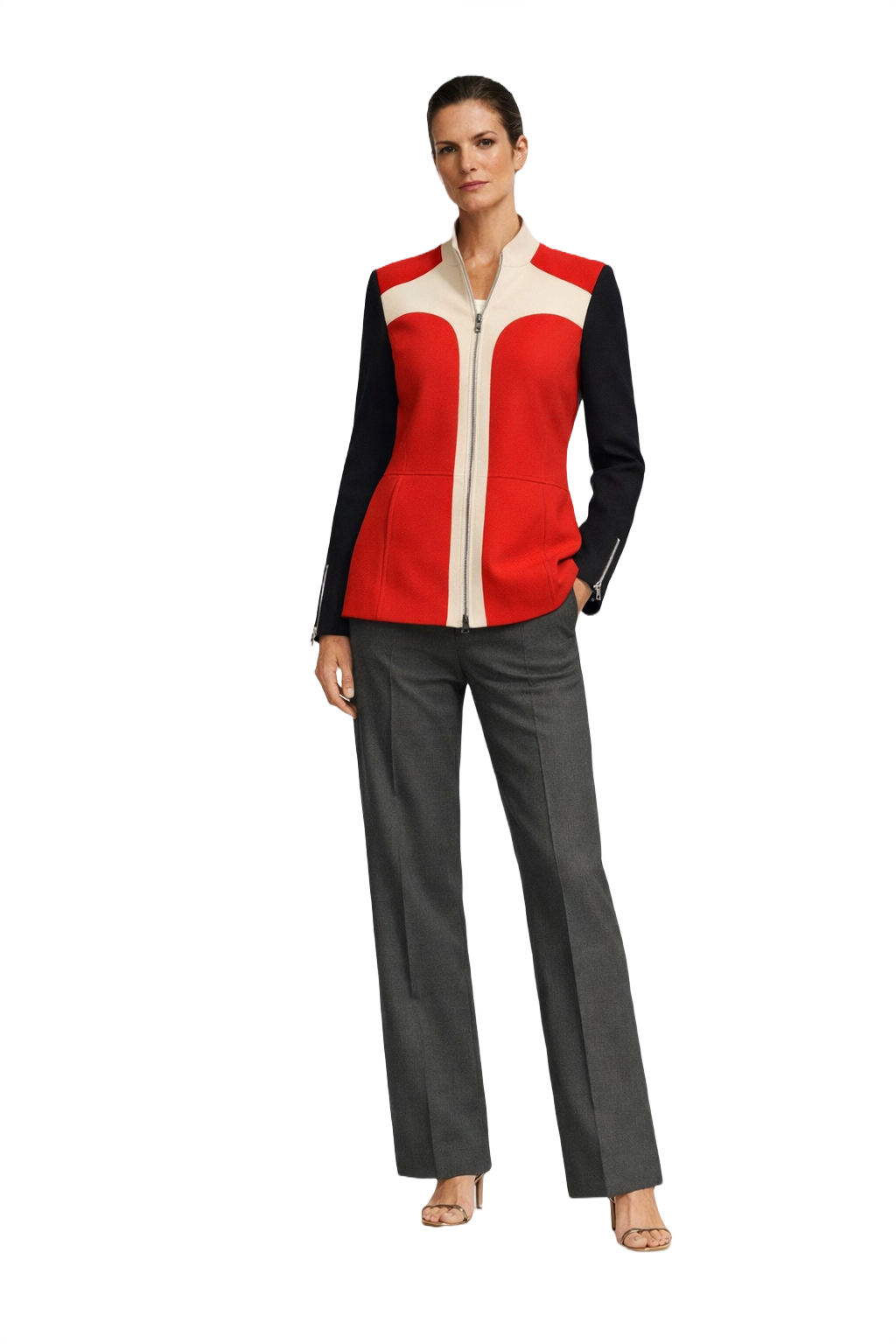 1990s Red Wool Blend Jacket - Model