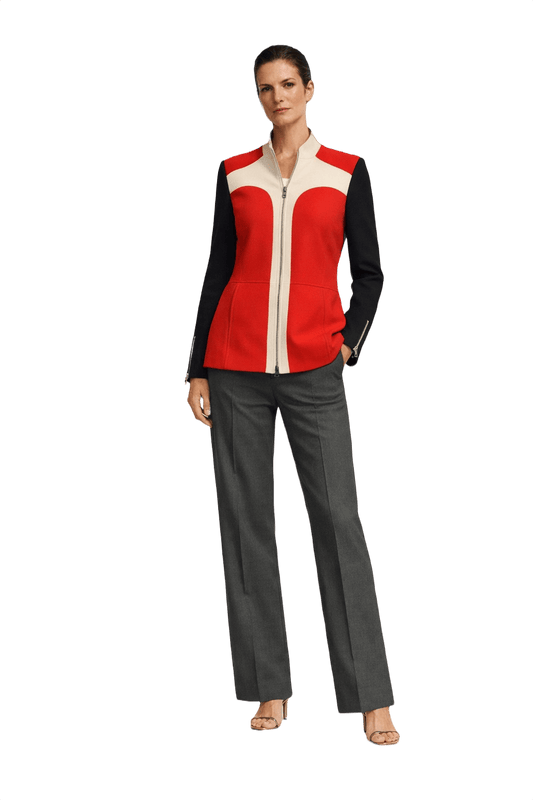 1990s Red Wool Blend Jacket - Model
