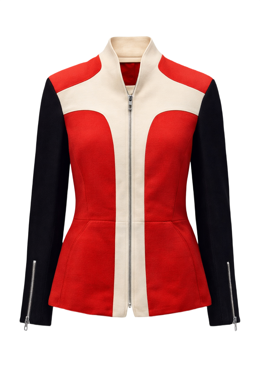 1990s Red Wool Blend Jacket - Front View