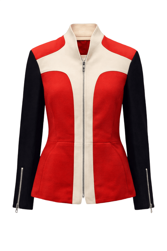 1990s Red Wool Blend Jacket - Front View