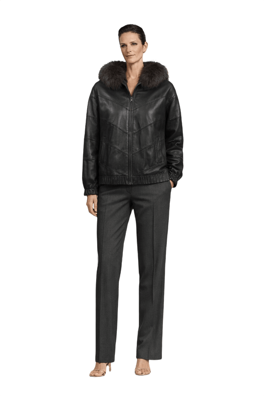 1990s Black Synthetic Leather Jacket - Model