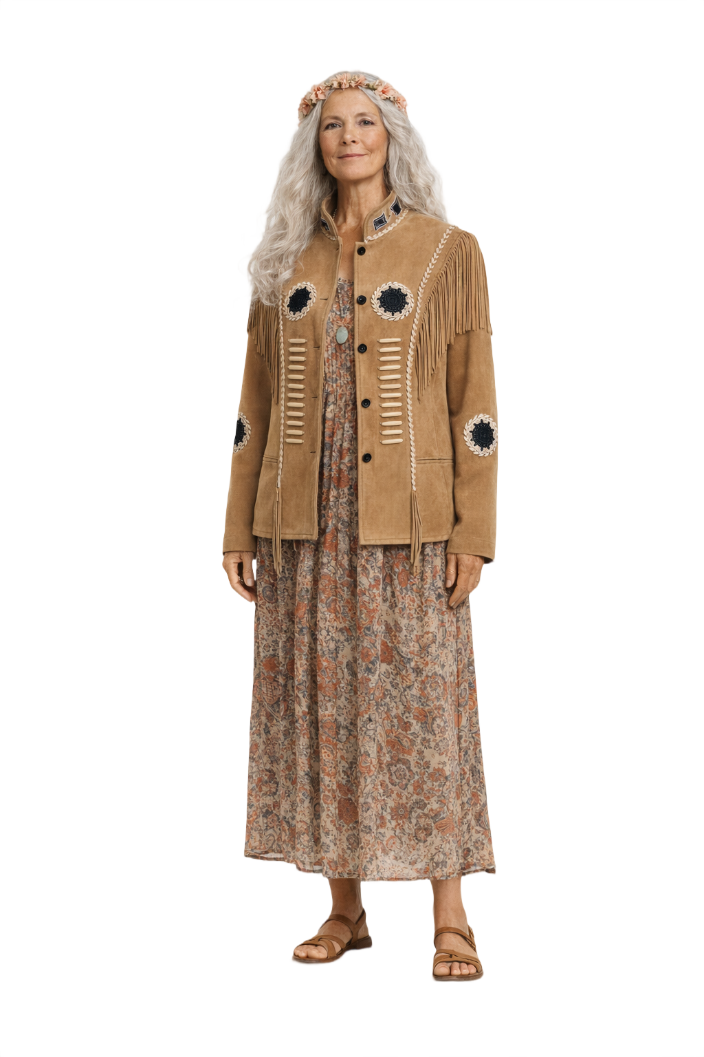 1970s Tan Suede Jacket - Model