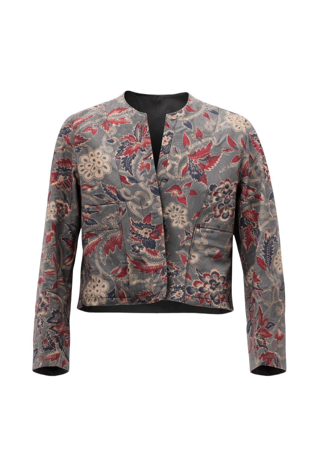 1980s Taupe Synthetic Blend Blazer - Front View