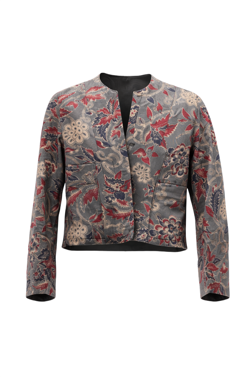 1980s Taupe Synthetic Blend Blazer - Front View