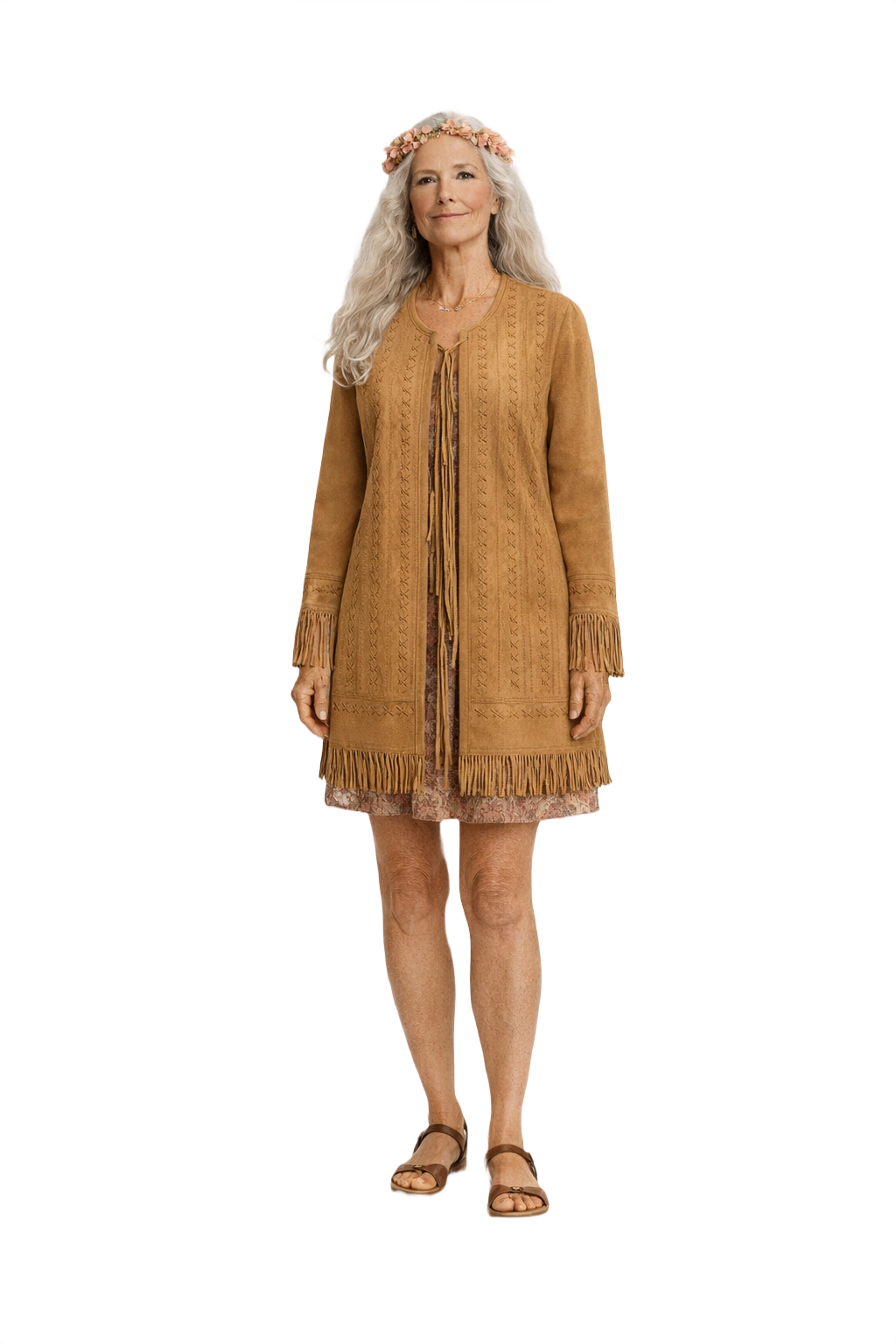 1970s Tan Suede Women's Jacket - Model