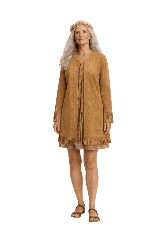 1970s Tan Suede Women's Jacket - Model