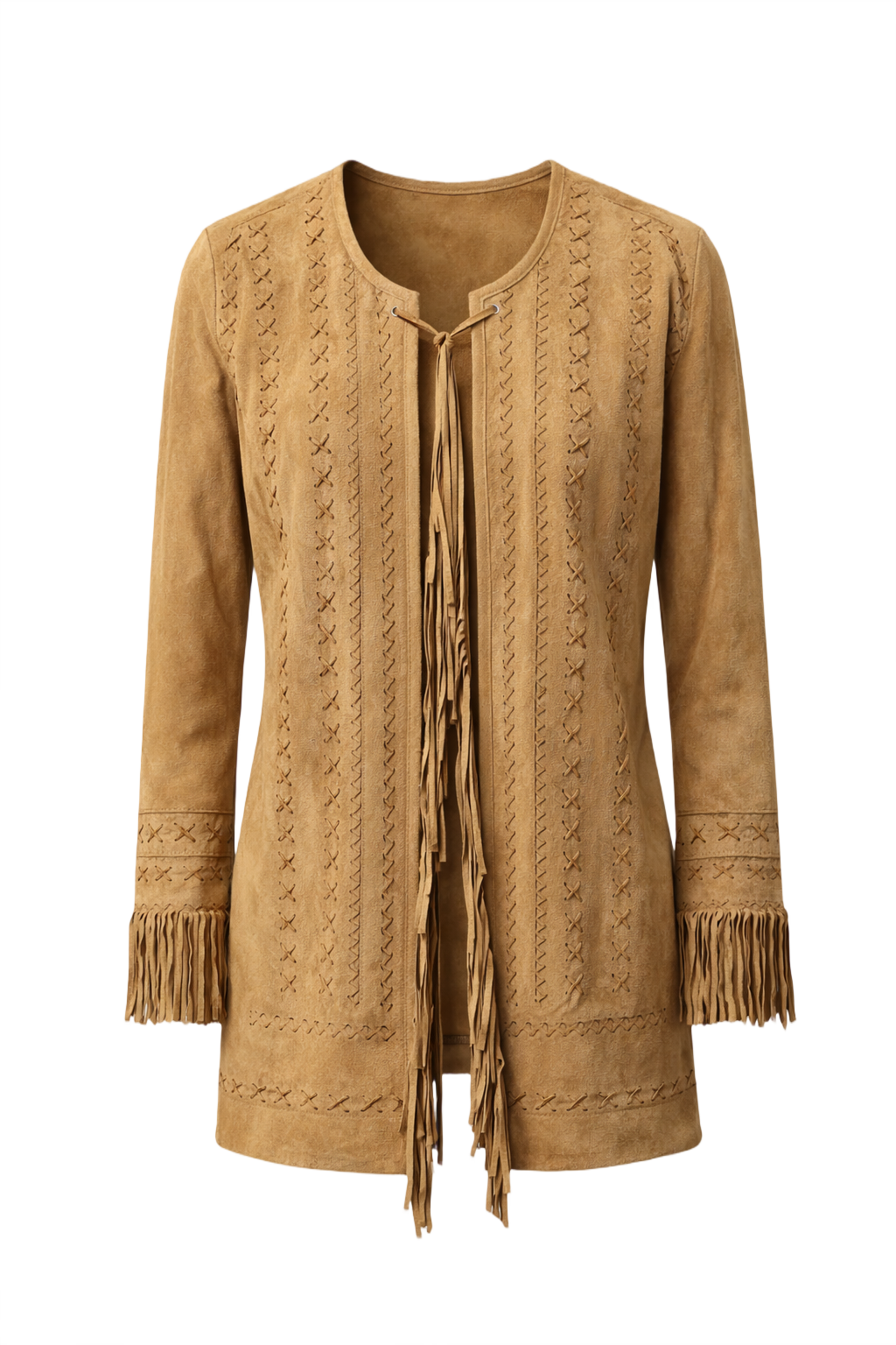 1970s Tan Suede Women's Jacket - Front View