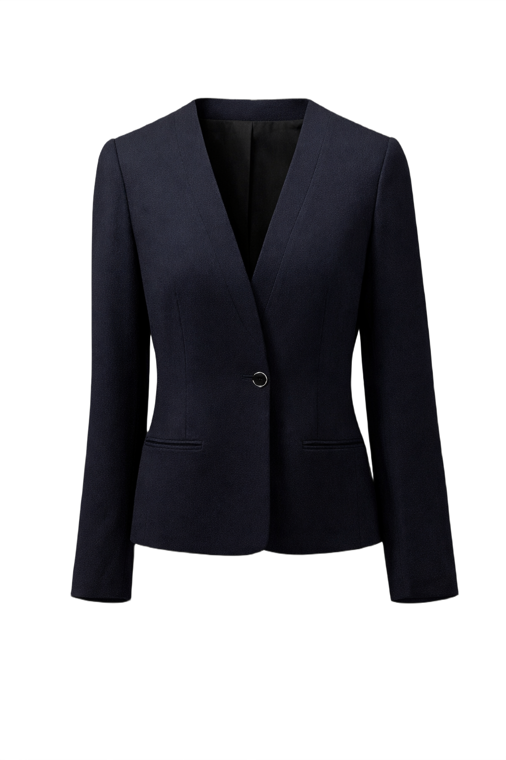 1980s Navy Blue Wool Blazer - Front View