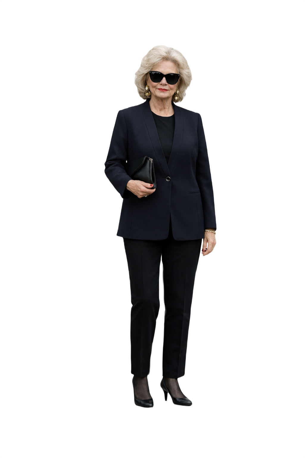 1980s Navy Blue Wool Blazer - Model