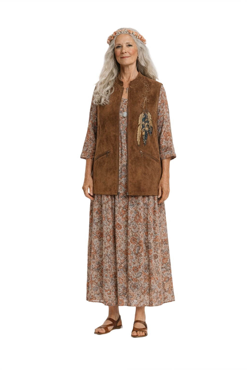 1970s Brown Suede Vest - Model