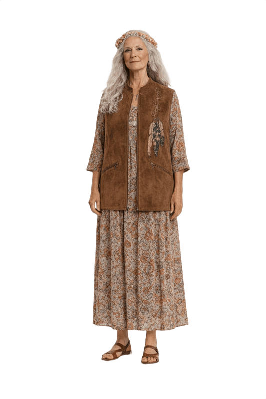1970s Brown Suede Vest - Model