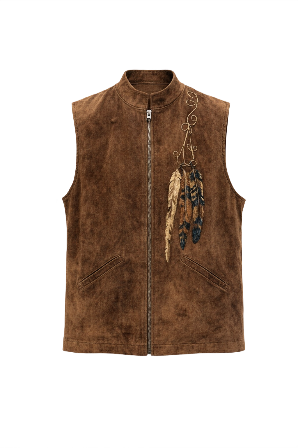 1970s Brown Suede Vest - Front View