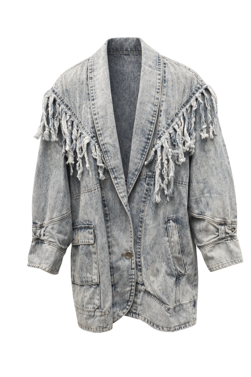 1990s Light Blue Denim Jacket - Front View