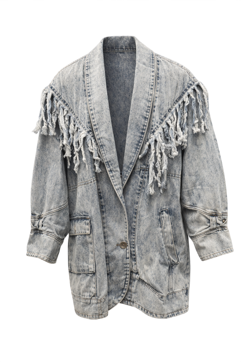 1990s Light Blue Denim Jacket - Front View