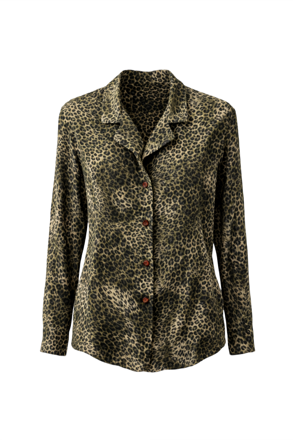 1990s Green Silk Blouse - Front View