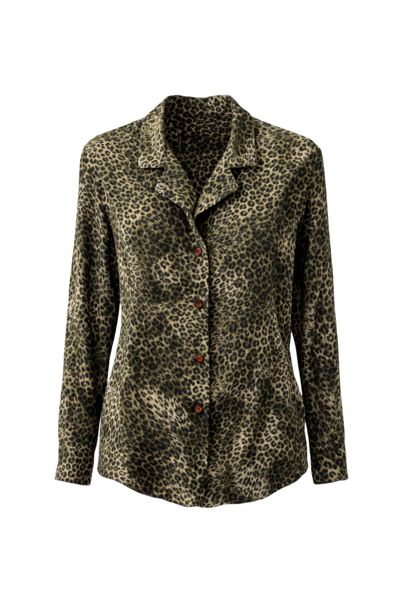 1990s Green Silk Blouse - Front View