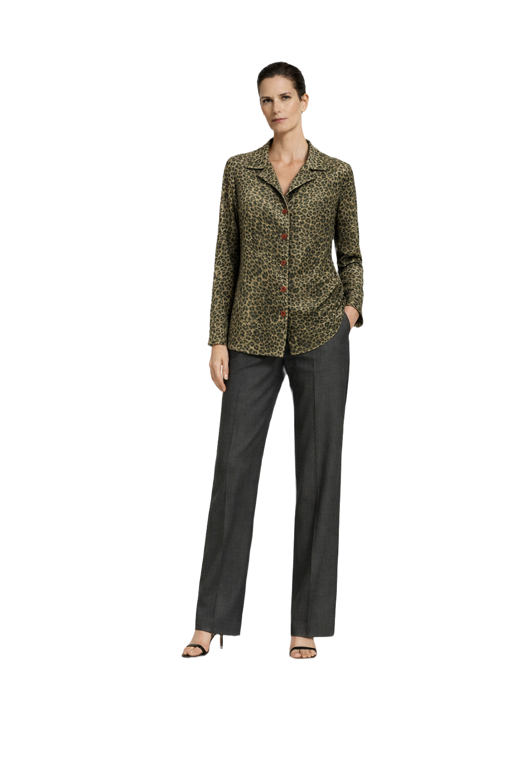 1990s Green Silk Blouse - Model