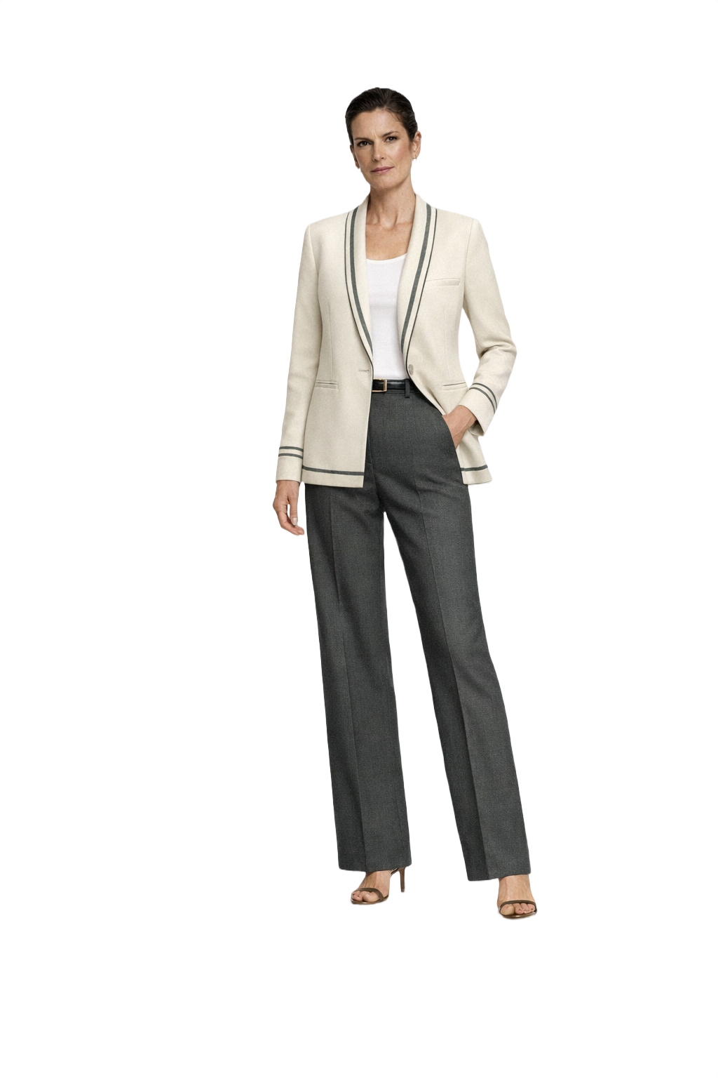 1990s Cream Wool Blend Blazer - Model