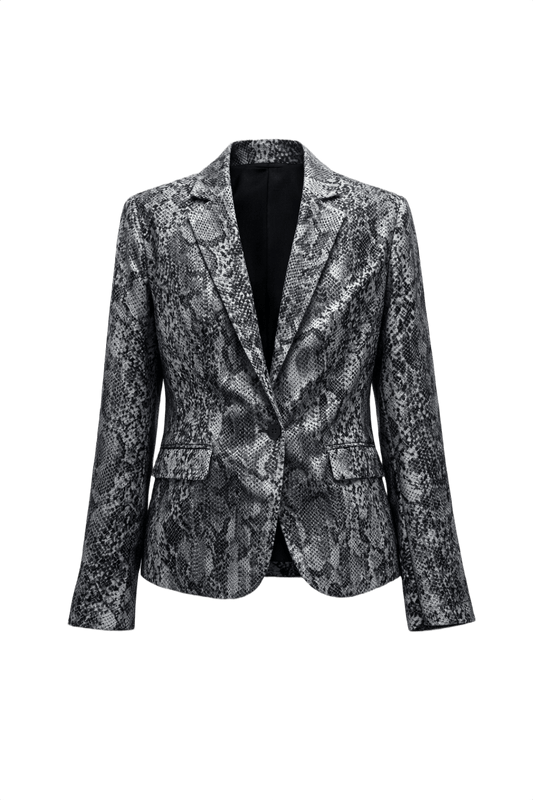 1990s Grey Synthetic Blend Blazer - Front View