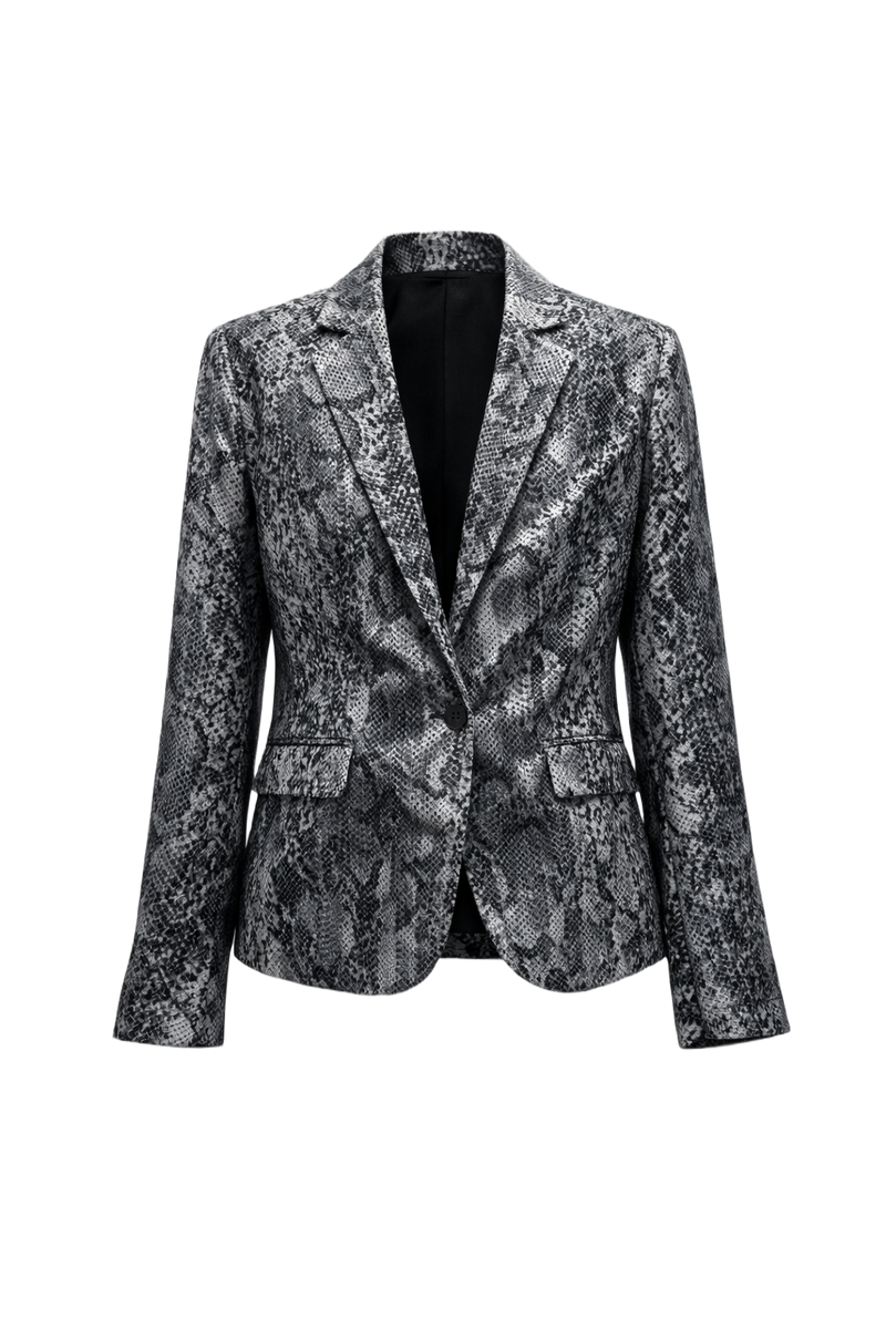 1990s Grey Synthetic Blend Blazer - Front View