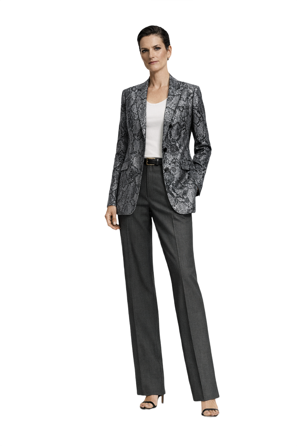 1990s Grey Synthetic Blend Blazer - Model