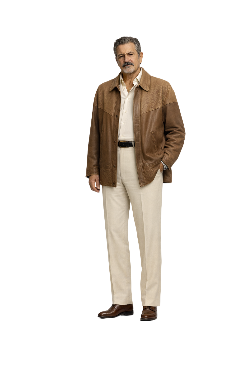1980s Brown Leather Jacket - Model