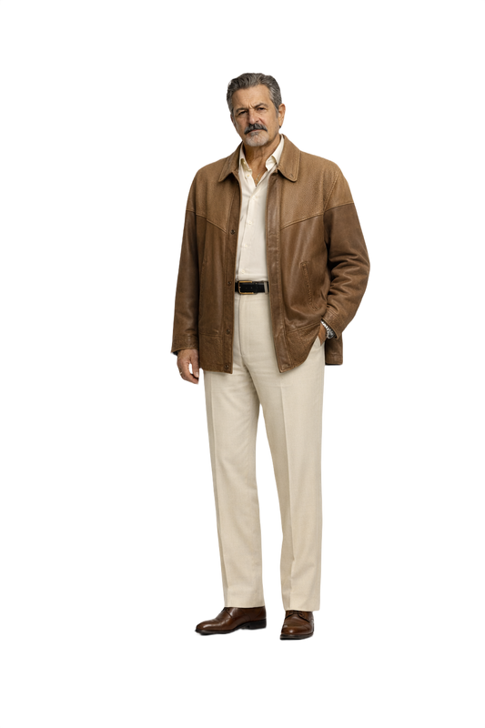 1980s Brown Leather Jacket - Model