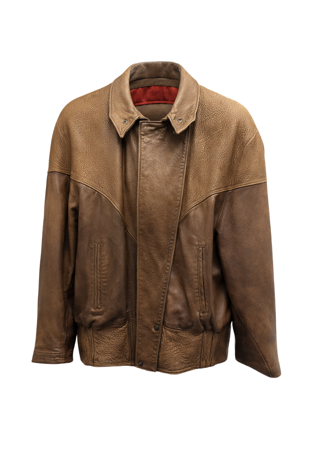 1980s Brown Leather Jacket - Front View