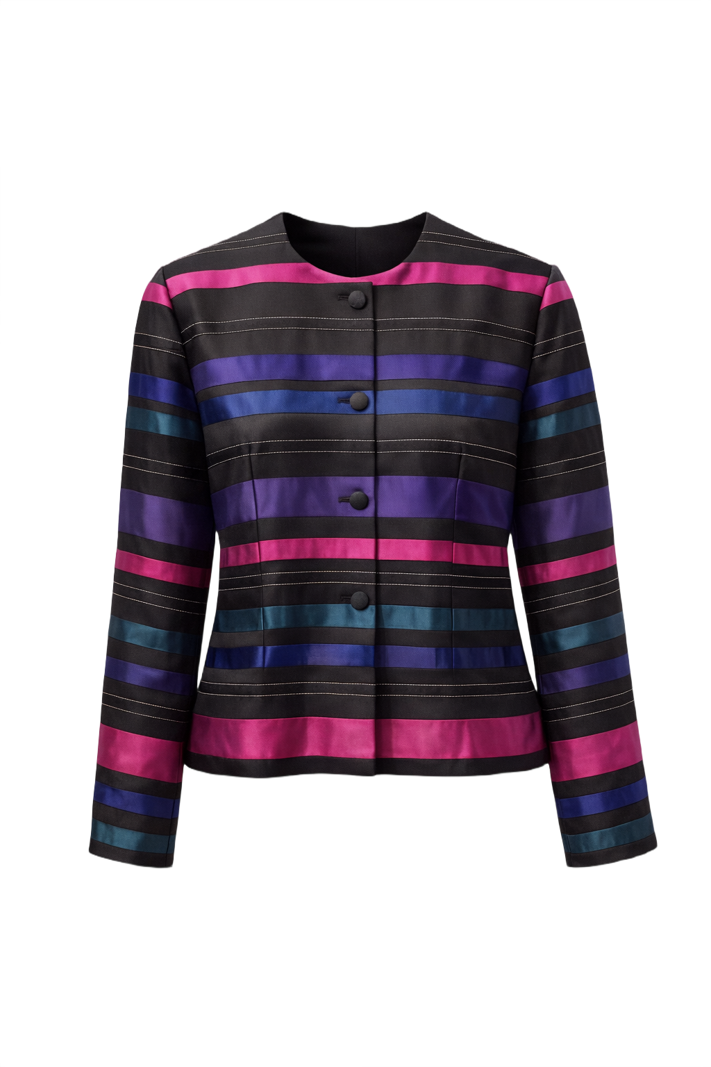 1980s Black Satin Jacket - Front View