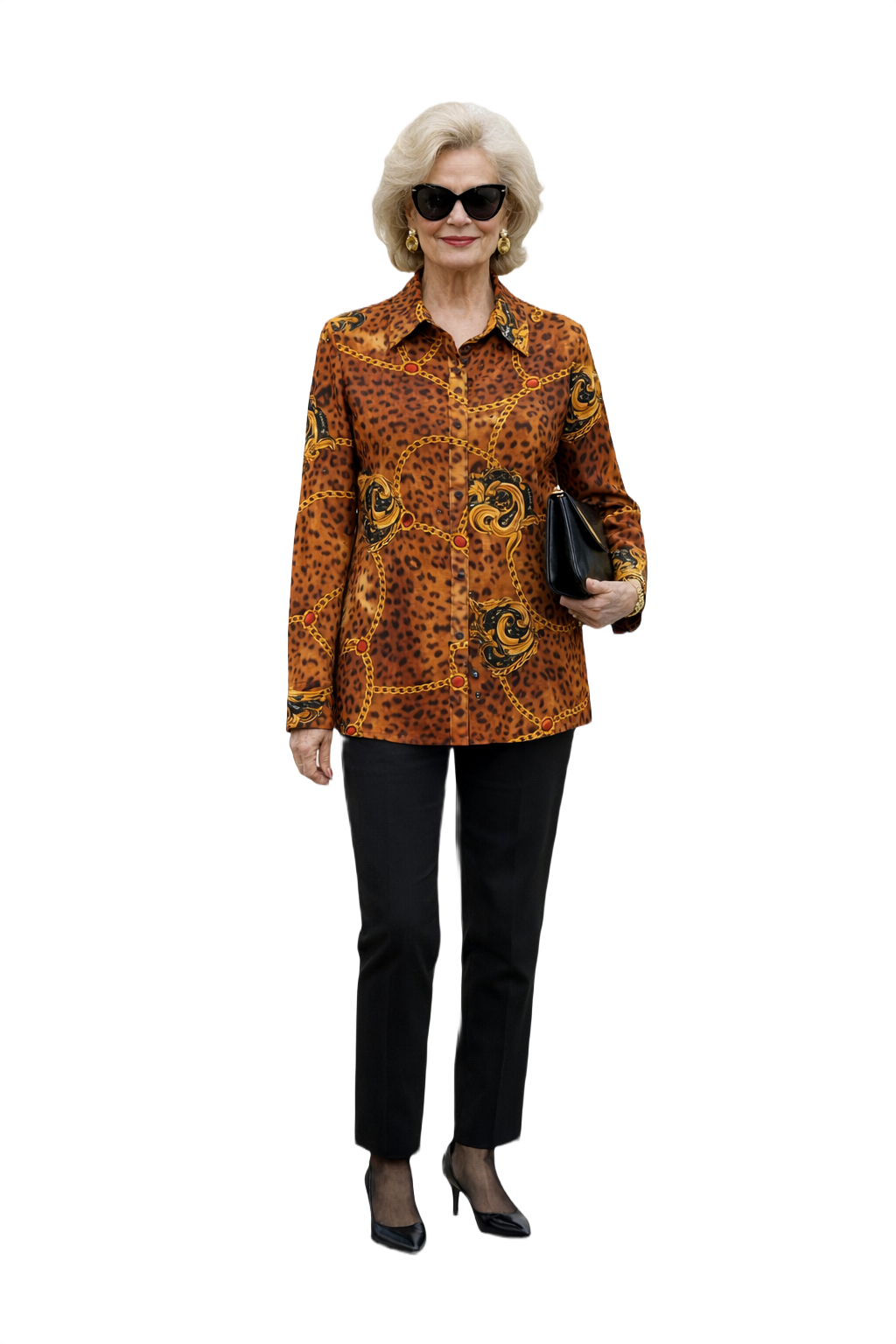 1980s Leopard Print Synthetic Blend Shirt - Model