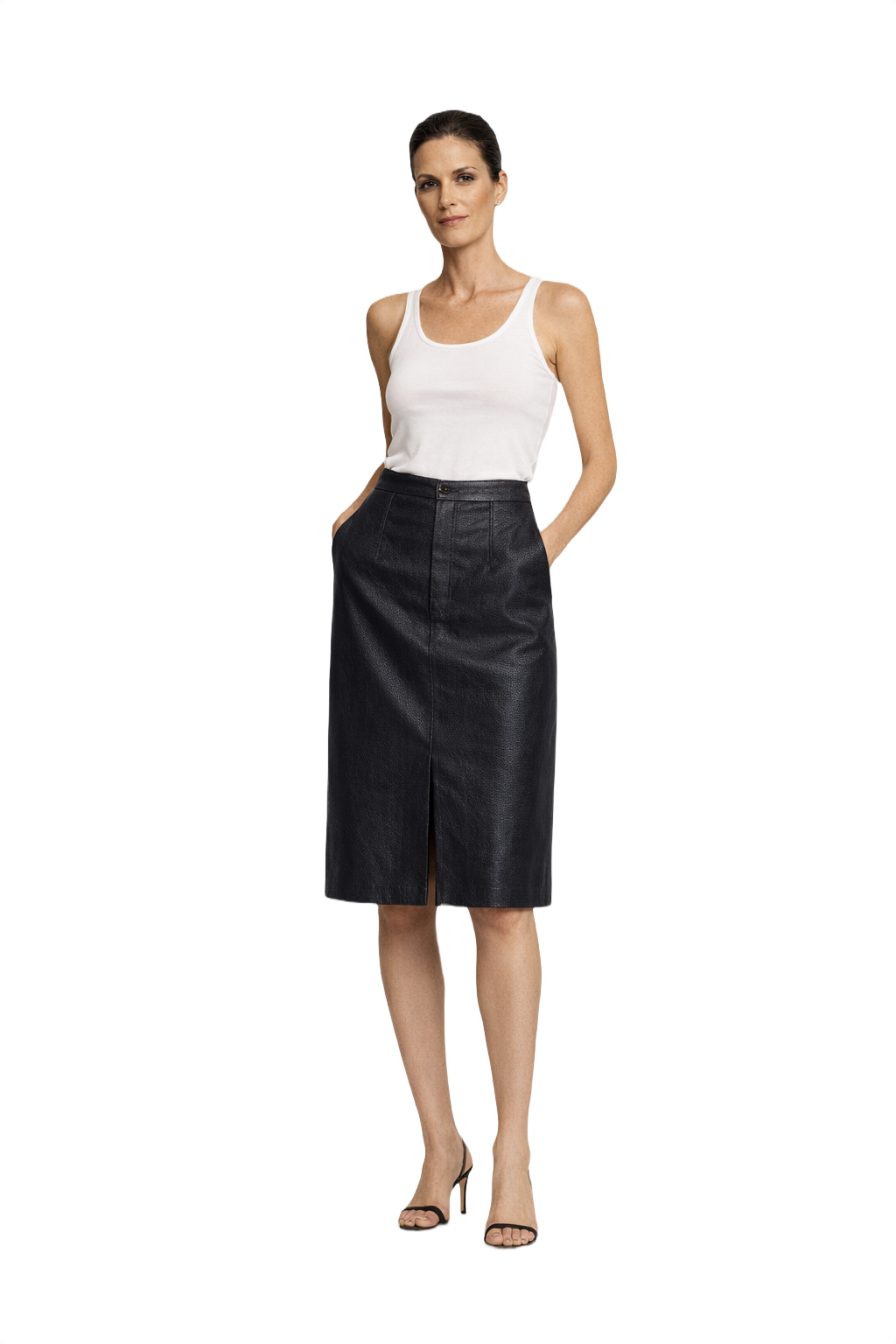 1990s Black Synthetic Blend Skirt - Model