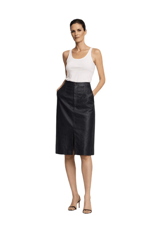 1990s Black Synthetic Blend Skirt - Model