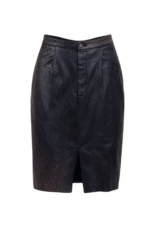 1990s Black Synthetic Blend Skirt - Front View