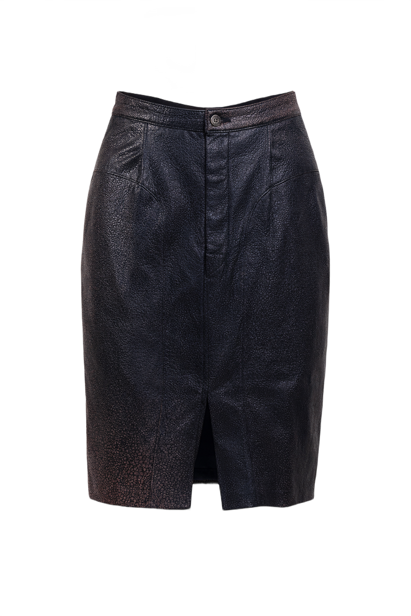 1990s Black Synthetic Blend Skirt - Front View